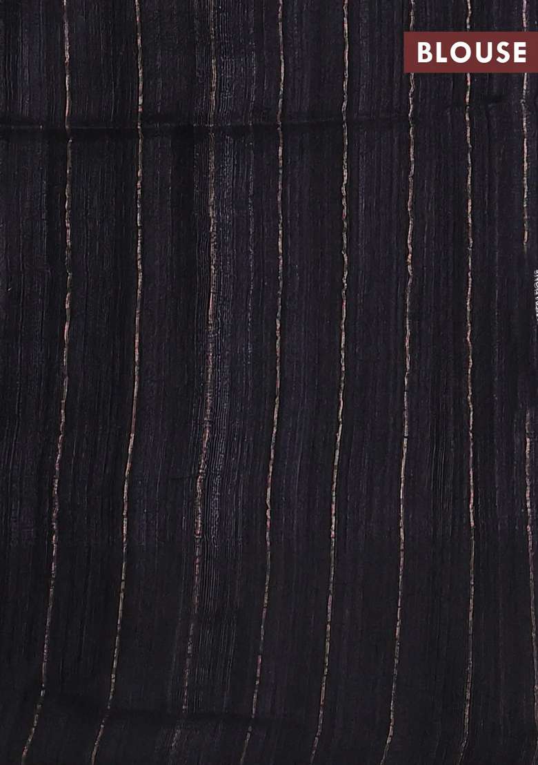 Black Matka Tussar Silk Buttas Saree With Buttas And Brocade Design For Women - Indya