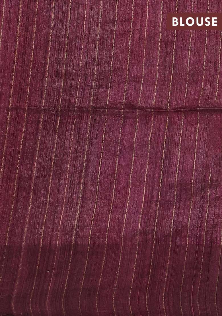 Wine Matka Tussar Silk Buttas Saree With Buttas And Brocade Design For Women - Indya