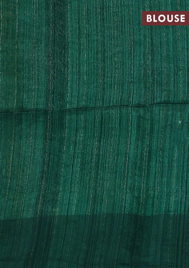 Green Matka Tussar Silk Buttas Saree With Buttas And Brocade Design For Women - Indya