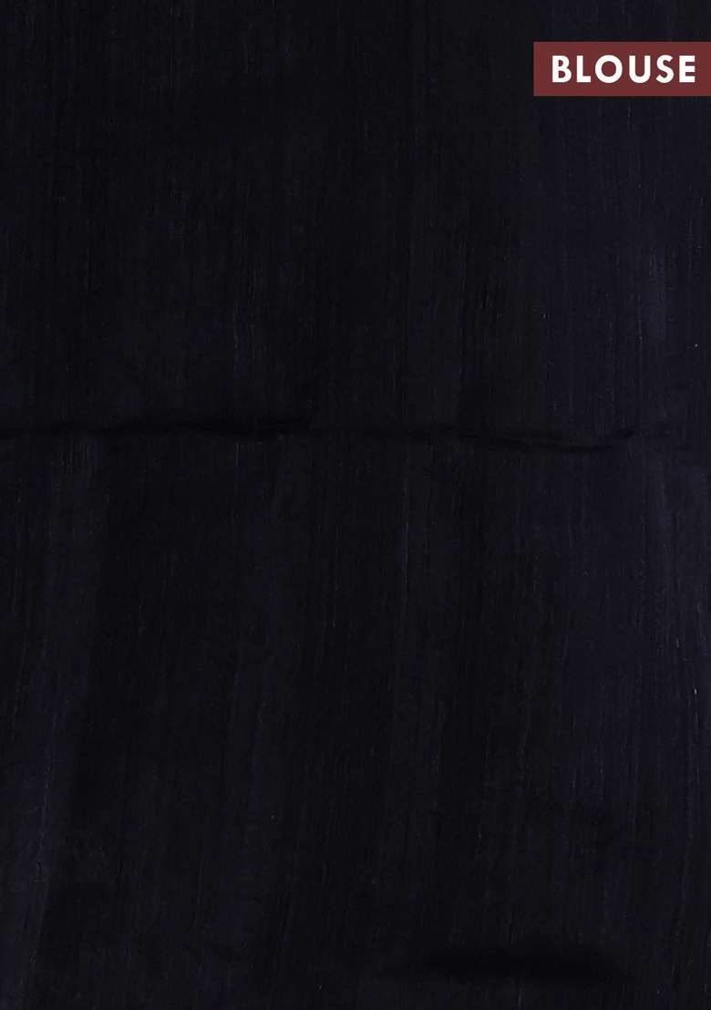 Black Matka Tussar Silk Buttas Saree With Buttas And Brocade Design For Women - Indya