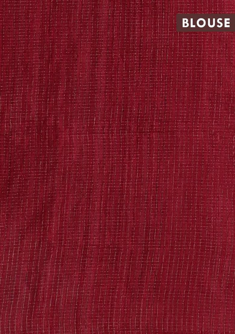 Red Matka Tussar Silk Vairaosi Saree With Traditional Woven Design For Women - Indya