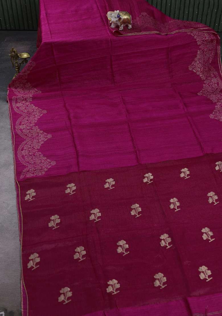 Pink Matka Tussar Silk Vairaosi Saree With Traditional Woven Design For Women - Indya