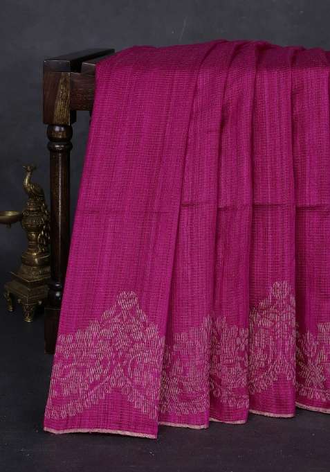 Pink Matka Tussar Silk Vairaosi Saree With Traditional Woven Design For Women