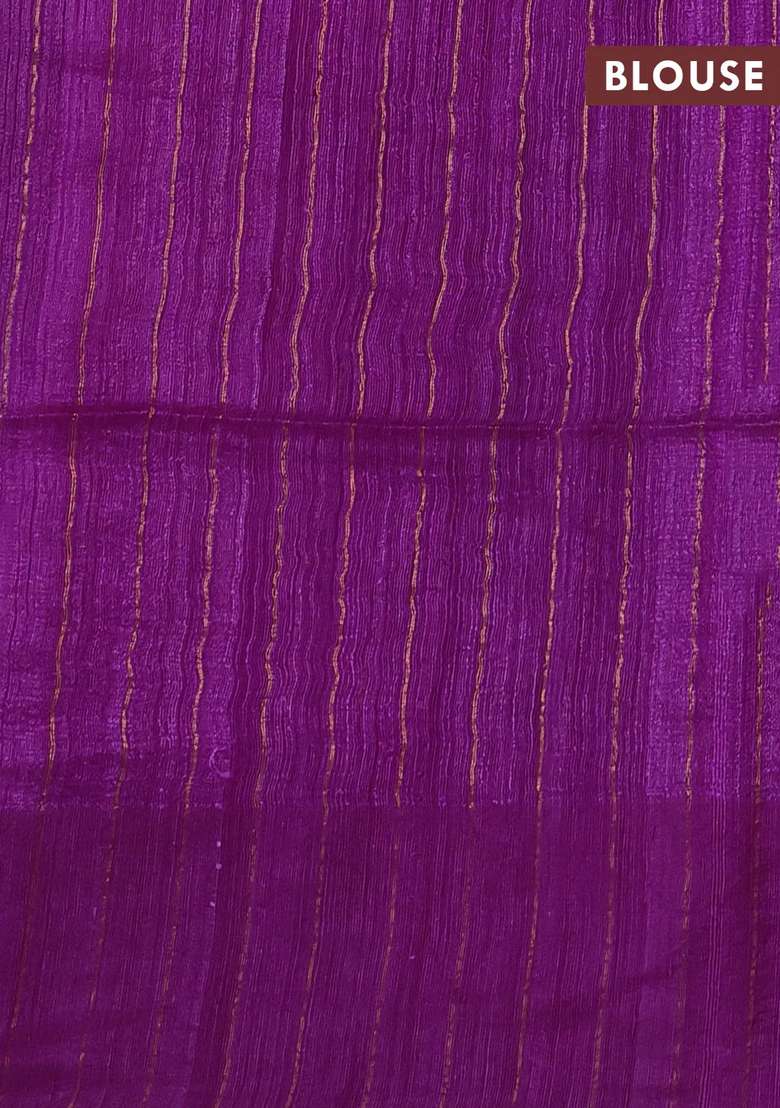 Magenta Pink Matka Tussar Silk Buttas Saree With Buttas And Brocade Design For Women - Indya