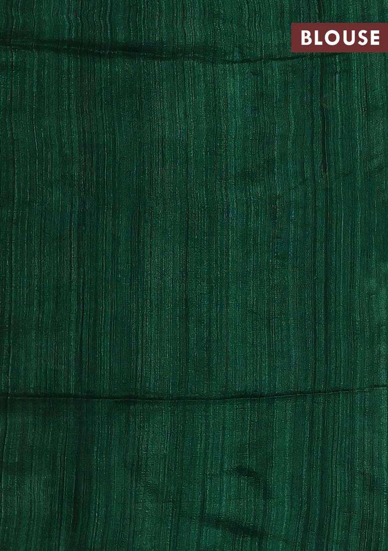 Green Matka Tussar Silk Coin Butta Saree With Buttas And Brocade Design For Women - Indya