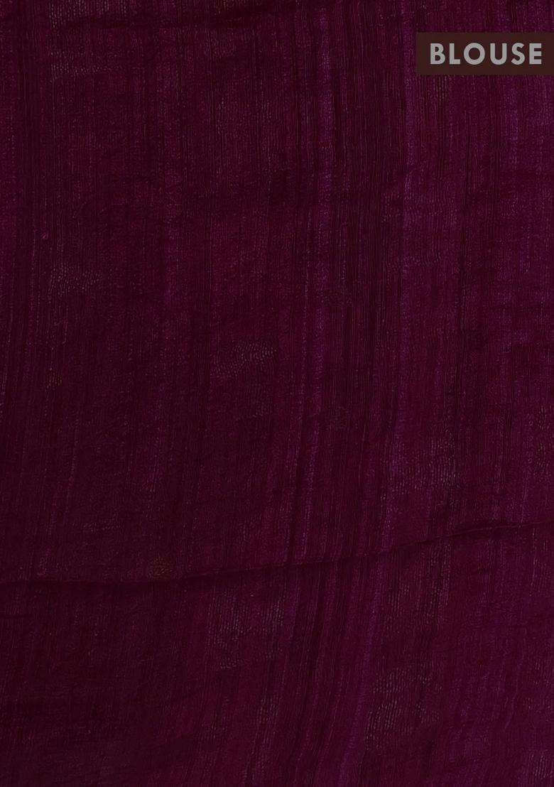 Magenta Pink Matka Tussar Silk Coin Butta Saree With Buttas And Brocade Design For Women - Indya