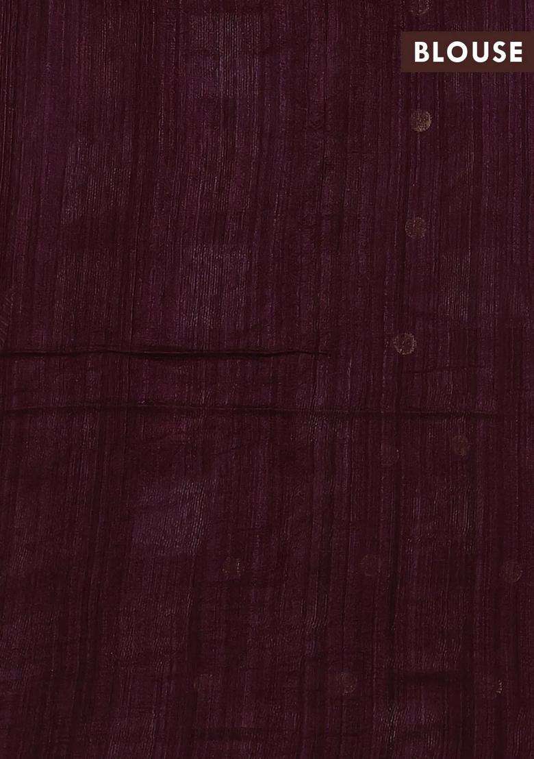 Wine Matka Tussar Silk Coin Butta Saree With Buttas And Brocade Design For Women - Indya
