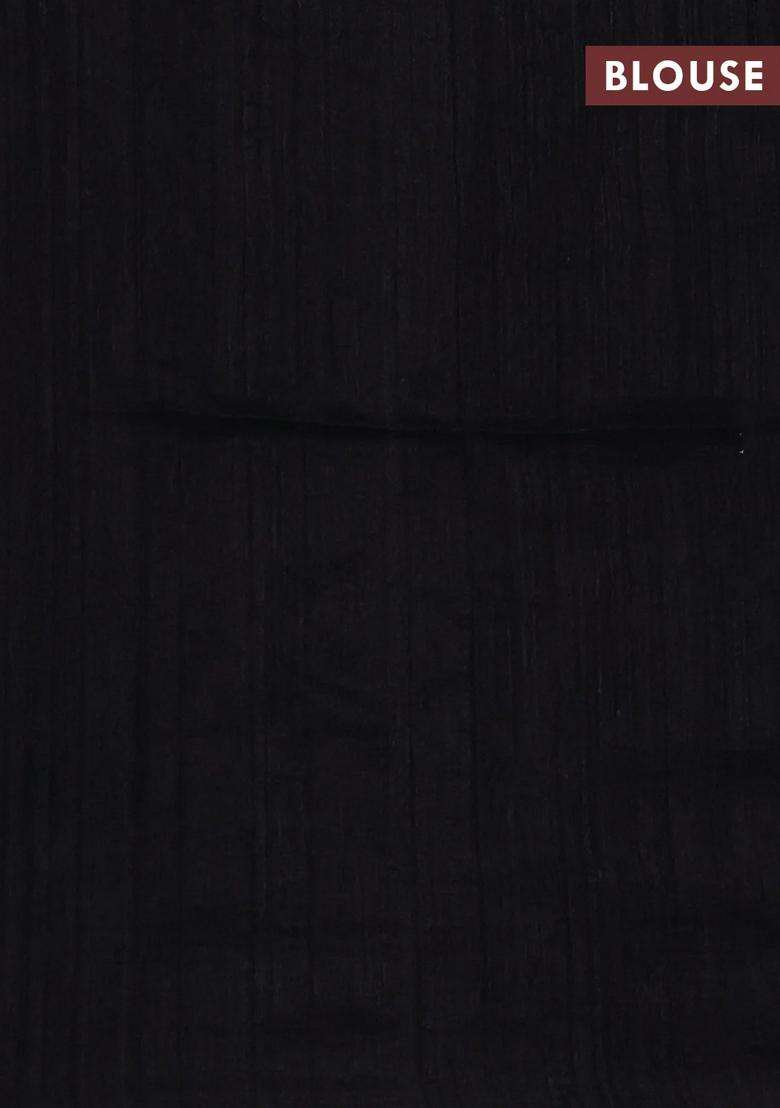 Black Matka Tussar Silk Coin Butta Saree With Buttas And Brocade Design For Women - Indya