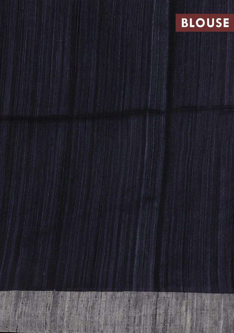 Black Matka Tussar Silk Buttas Saree With Buttas And Brocade Design For Women - Indya