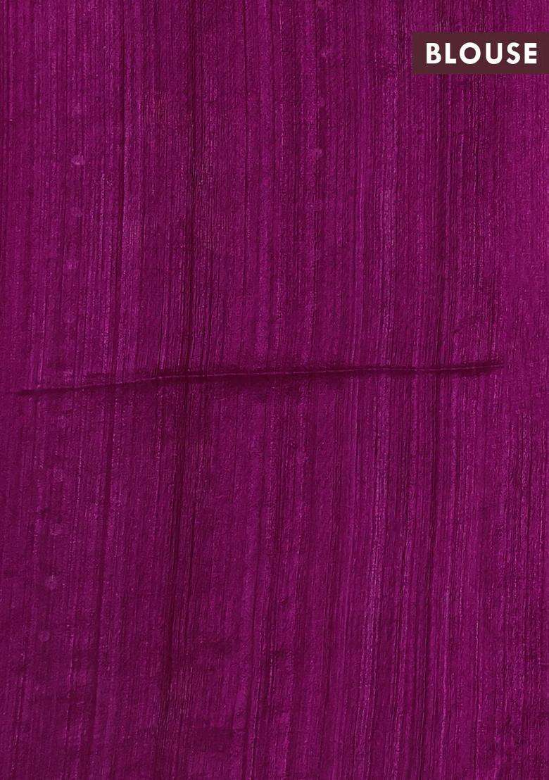 Magenta Pink Matka Tussar Partly Silk Sequences Saree With Traditional Woven Design For Women - Indya