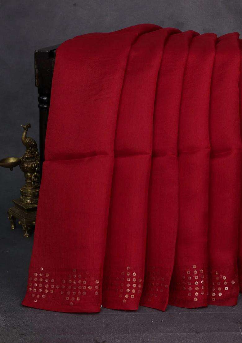 Red Matka Tussar Silk Saree With Traditional Woven Design For Women - Indya