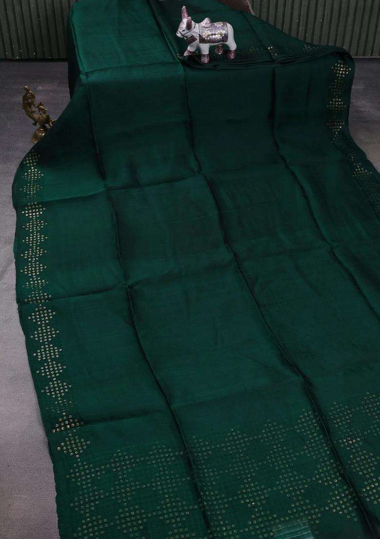 Green Matka Tussar Silk Saree With Traditional Woven Design For Women - Indya