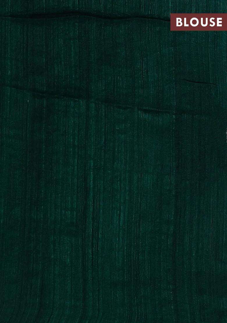 Green Matka Tussar Silk Saree With Traditional Woven Design For Women - Indya