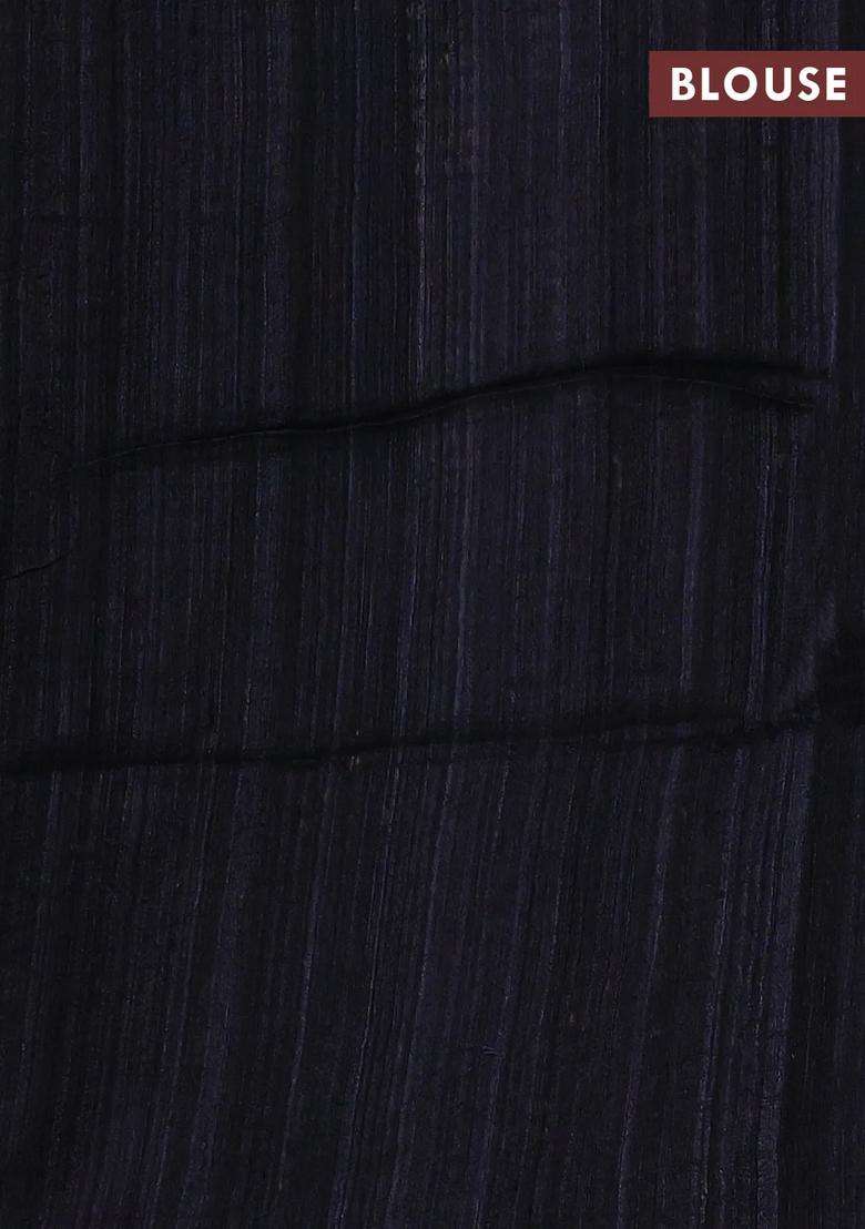 Black Matka Tussar Silk Saree With Traditional Woven Design For Women - Indya