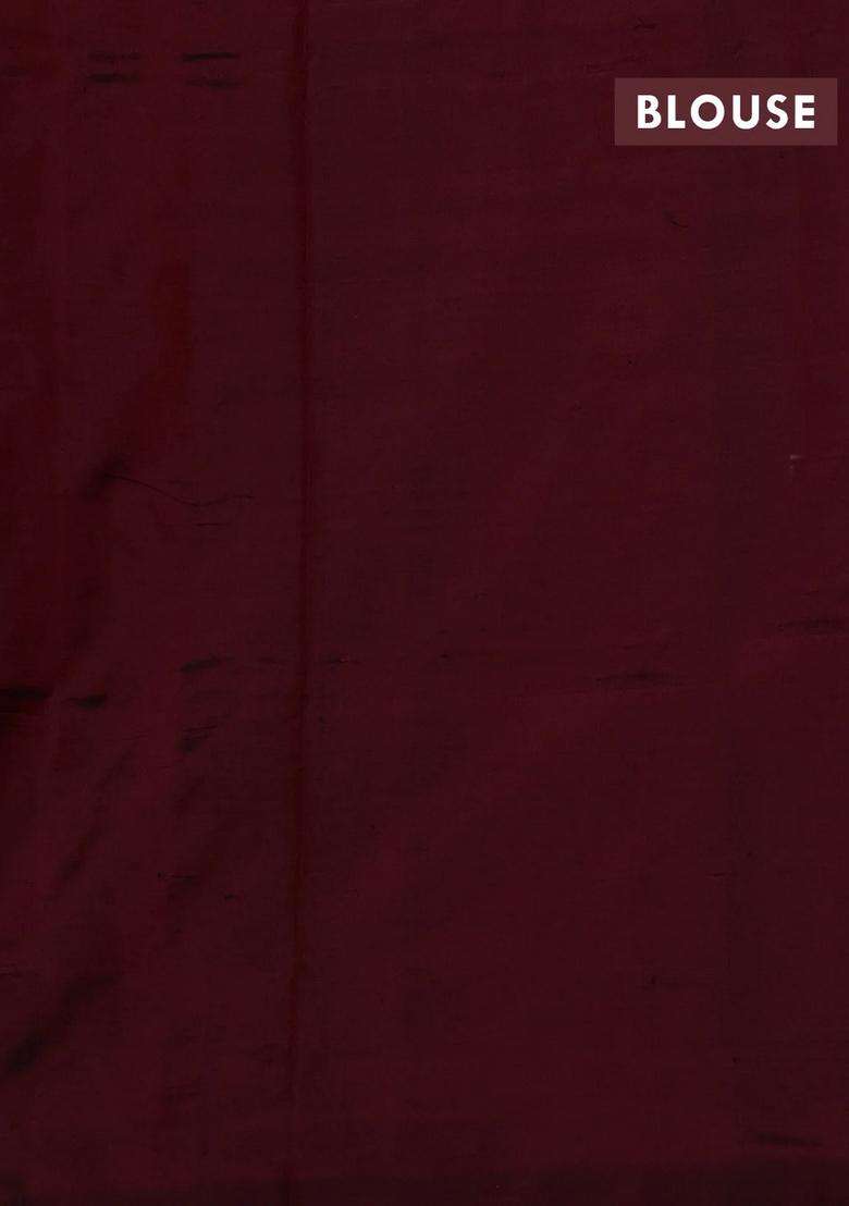 Grey Maroon Pochampally Silk Saree With Traditional Woven Design For Women - Indya