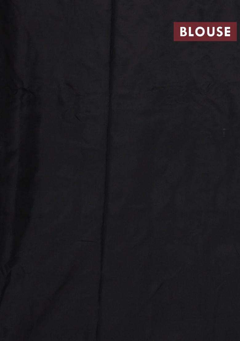 Grey Black Pochampally Silk Saree With Traditional Woven Design For Women - Indya