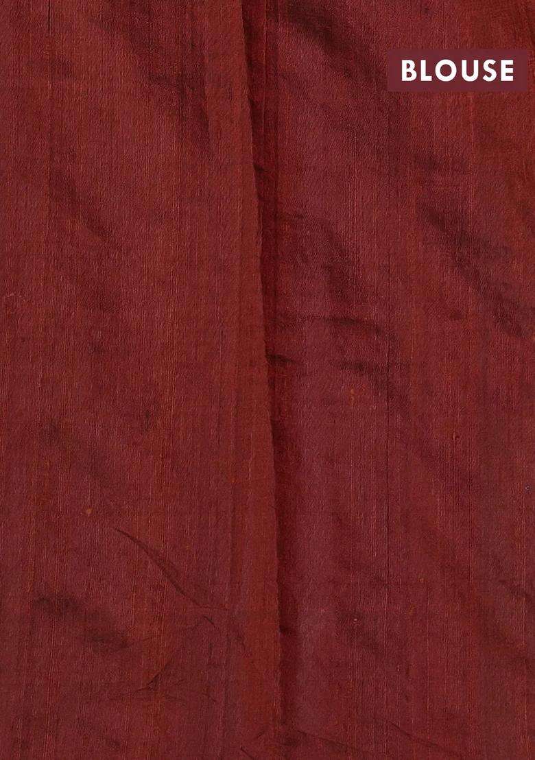 Brown Pure Dupion Silk Embroidery Saree With Embroidered Design For Women - Indya