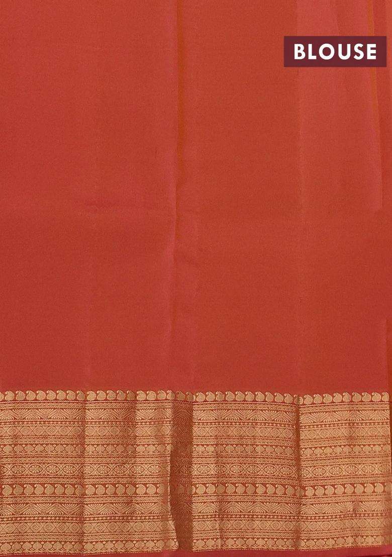 Yellow Pink Kanchipuram Silk Buttas Saree With Buttas And Brocade Design For Women - Indya