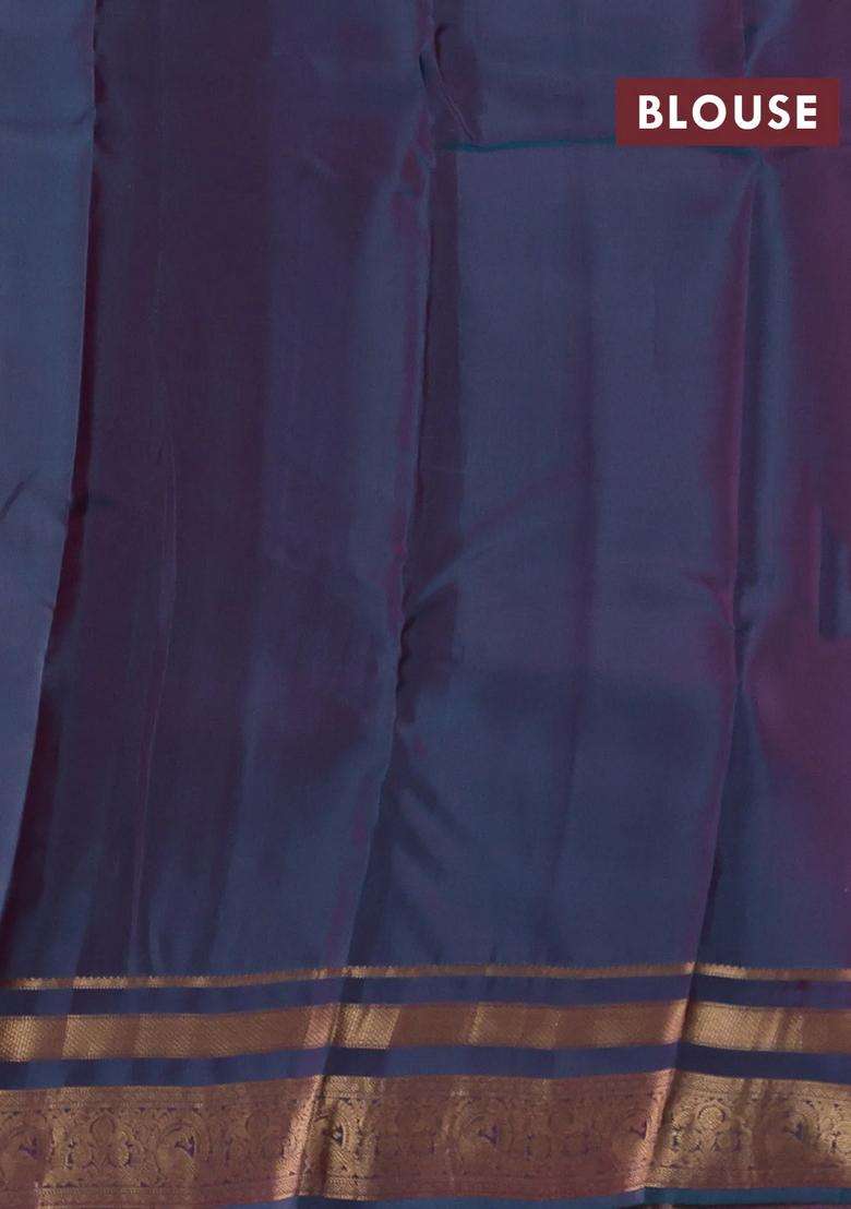 Orange Teal Green Kanchipuram Silk Buttas Saree With Buttas And Brocade Design For Women - Indya