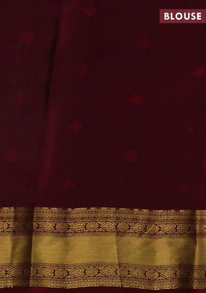 Green Maroon Kanchipuram Silk Buttas Saree With Buttas And Brocade Design For Women - Indya