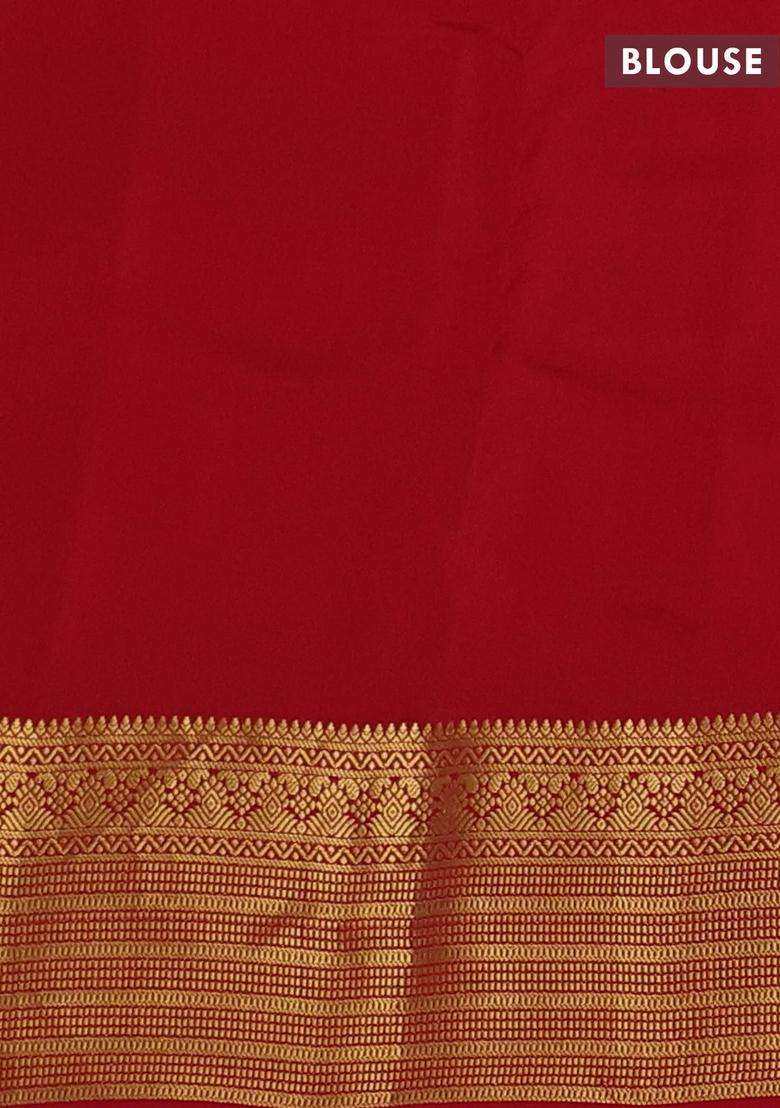 Sunset Orange Red Kanchipuram Silk Buttas Saree With Buttas And Brocade Design For Women - Indya