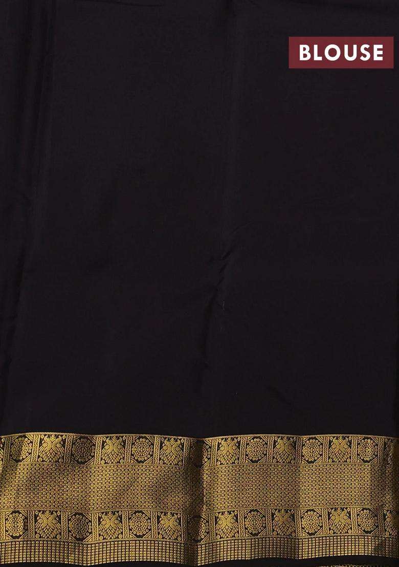 Green Coffee Brown Kanchipuram Silk Buttas Saree With Buttas And Brocade Design For Women - Indya