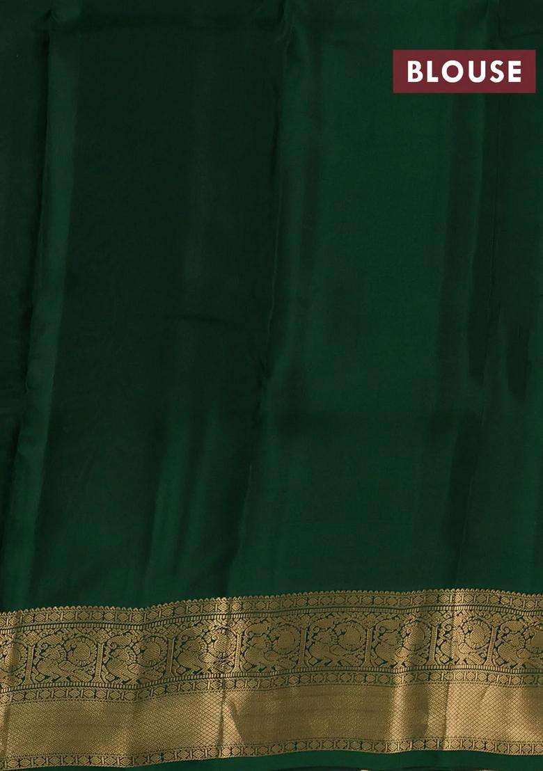Grey Green Kanchipuram Silk Buttas Saree With Buttas And Brocade Design For Women - Indya