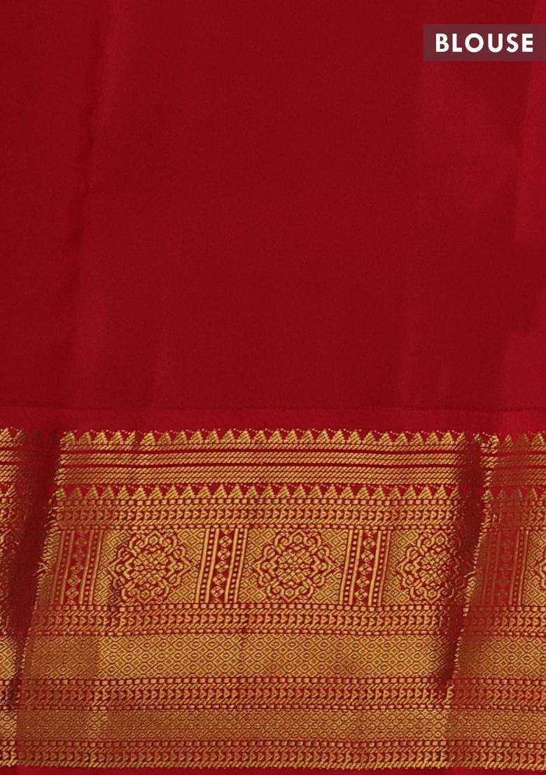 Black Red Kanchipuram Silk Weaves Saree With Traditional Woven Design For Women - Indya