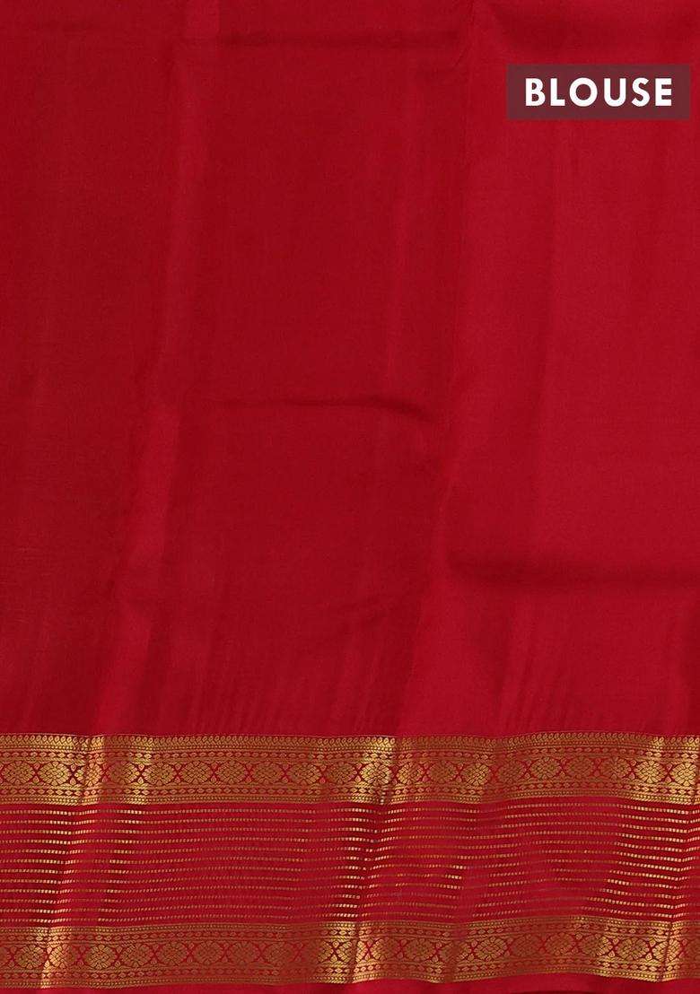 Green Red Kanchipuram Silk Buttas Saree With Buttas And Brocade Design For Women - Indya