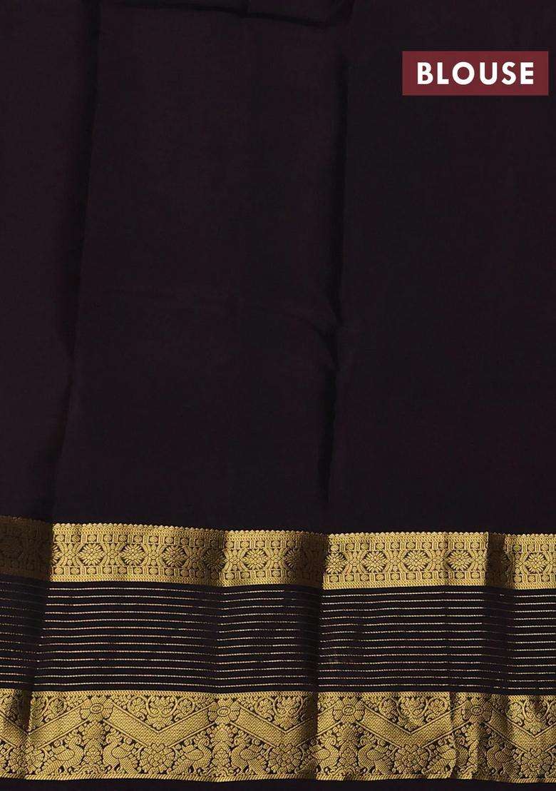 Maroon Jamun Kanchipuram Silk Buttas Saree With Buttas And Brocade Design For Women - Indya