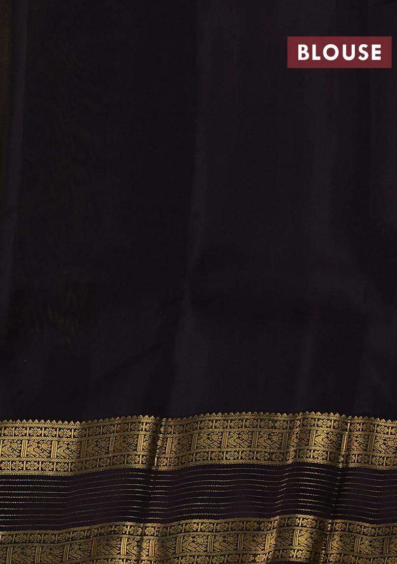 Lime Yellow Wine Kanchipuram Silk Buttas Saree With Buttas And Brocade Design For Women - Indya