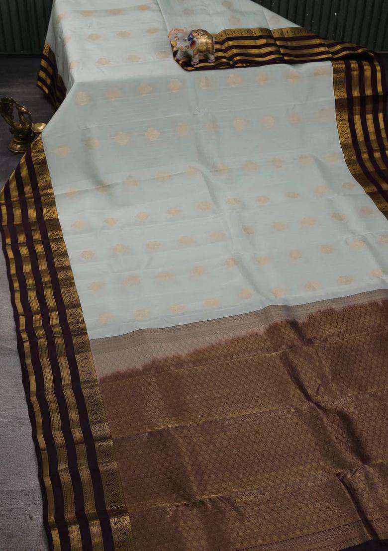 Pista Green Wine Kanchipuram Silk Weaves Saree With Traditional Woven Design For Women - Indya