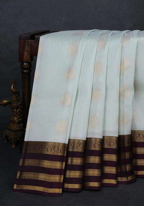 Pista Green Wine Kanchipuram Silk Weaves Saree With Traditional Woven Design For Women