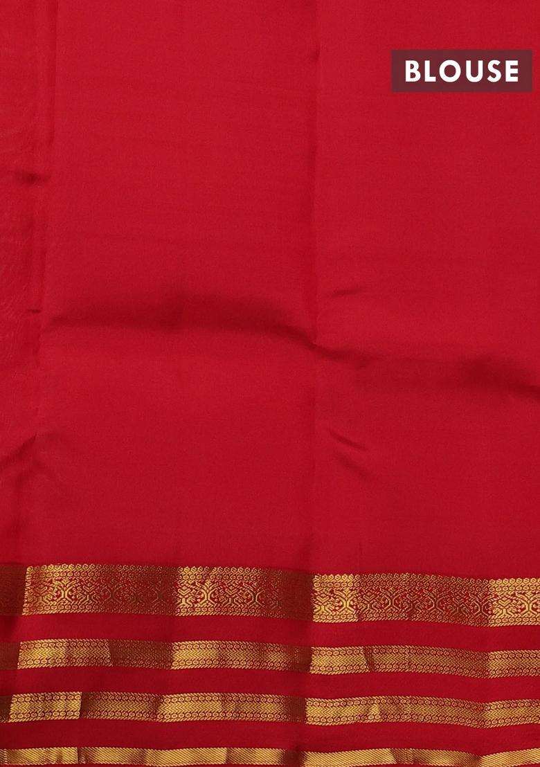 Green Red Kanchipuram Silk Buttas Saree With Buttas And Brocade Design For Women - Indya