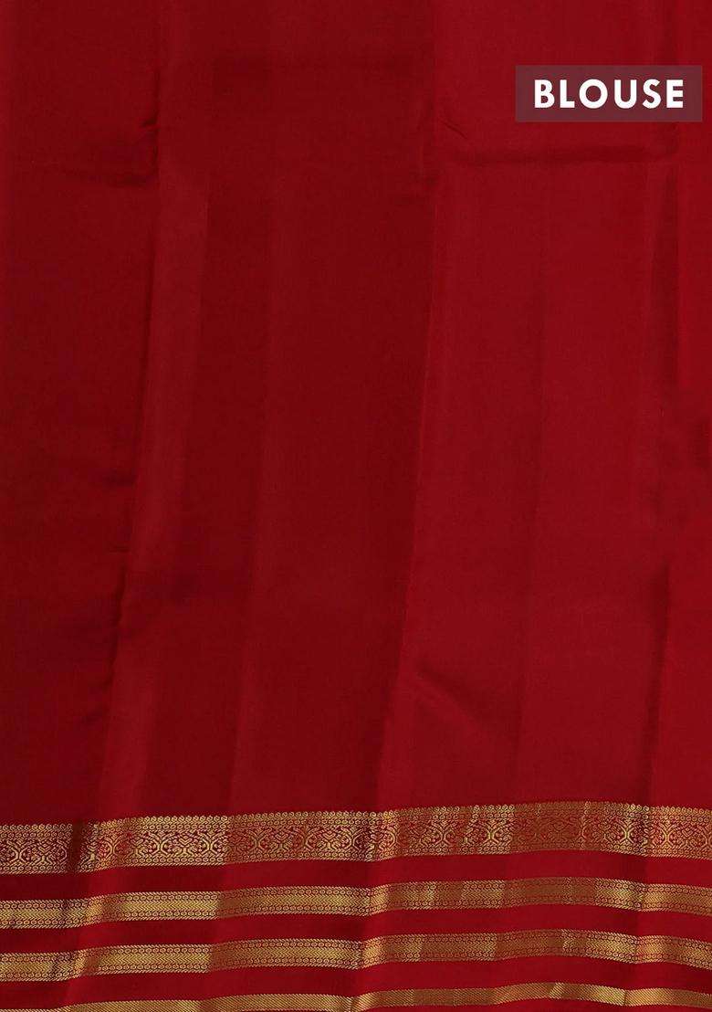 Black Red Kanchipuram Silk Buttas Saree With Buttas And Brocade Design For Women - Indya