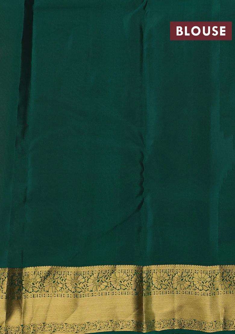Rust Green Kanchipuram Silk Buttas Saree With Buttas And Brocade Design For Women - Indya