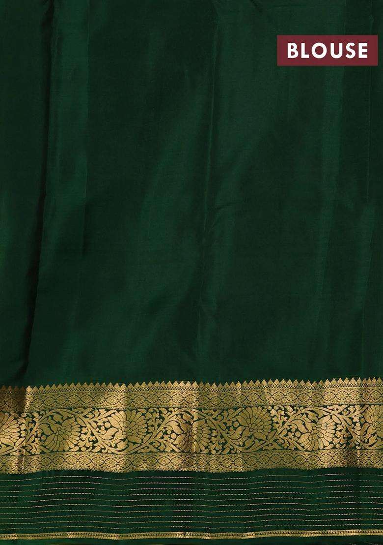 Mehendi Green Green Kanchipuram Silk Buttas Saree With Buttas And Brocade Design For Women - Indya