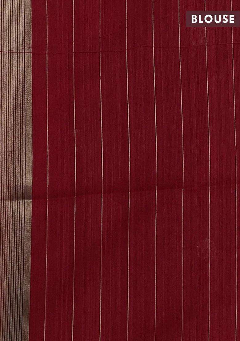 Red Maroon Bhagalpuri Tussar Saree With Traditional Woven Design For Women - Indya