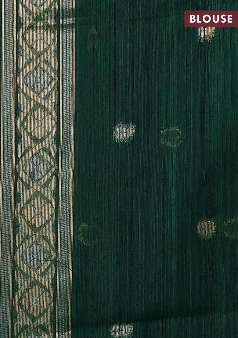 Green Bhagalpuri Tussar Saree With Traditional Woven Design For Women - Indya
