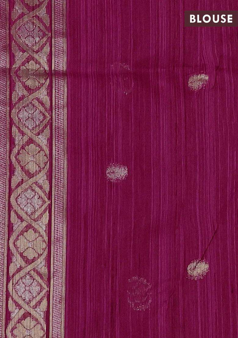 Pink Bhagalpuri Tussar Saree With Traditional Woven Design For Women - Indya