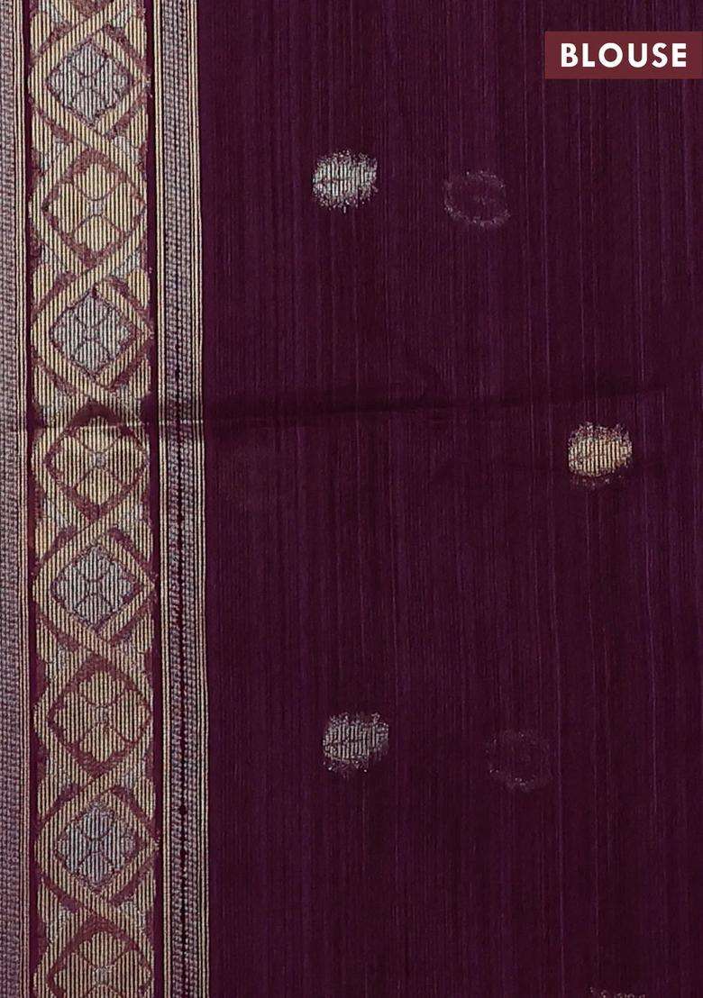 Wine Bhagalpuri Tussar Saree With Traditional Woven Design For Women - Indya