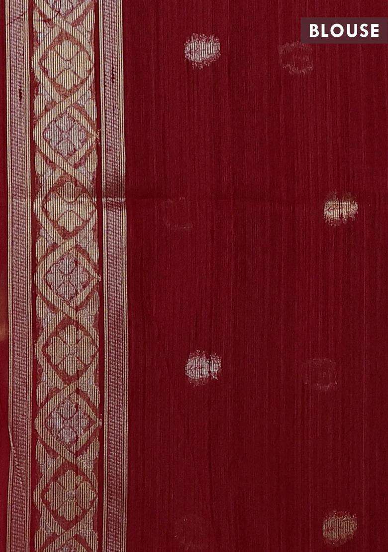 Red Bhagalpuri Tussar Saree With Traditional Woven Design For Women - Indya