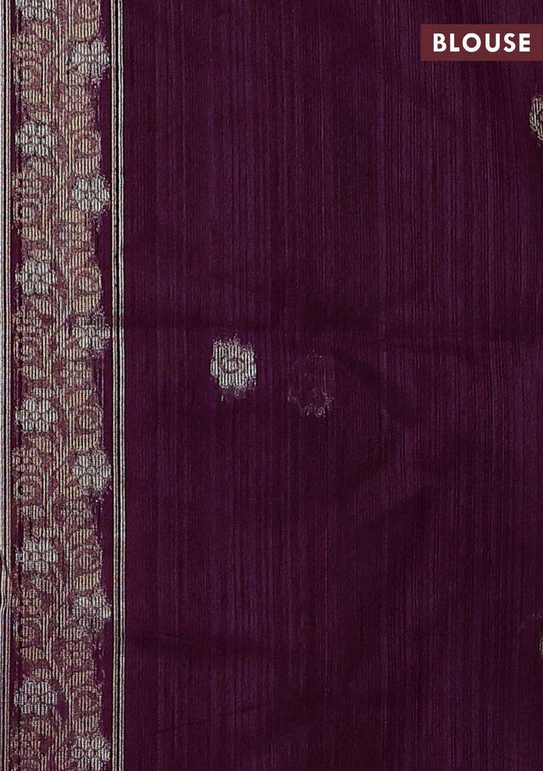 Wine Bhagalpuri Tussar Saree With Traditional Woven Design For Women - Indya