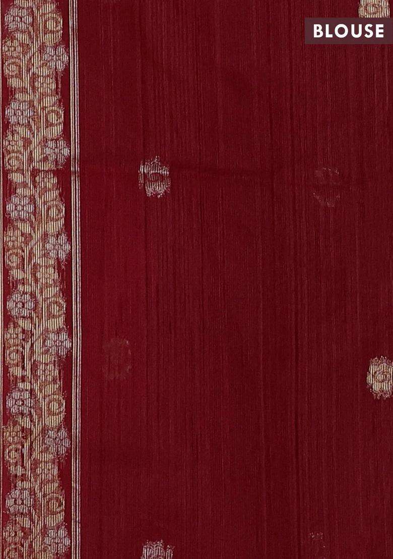 Red Bhagalpuri Tussar Saree With Traditional Woven Design For Women - Indya