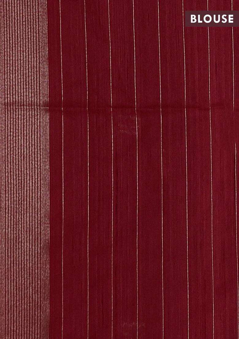 Red Bhagalpuri Tussar Saree With Traditional Woven Design For Women - Indya