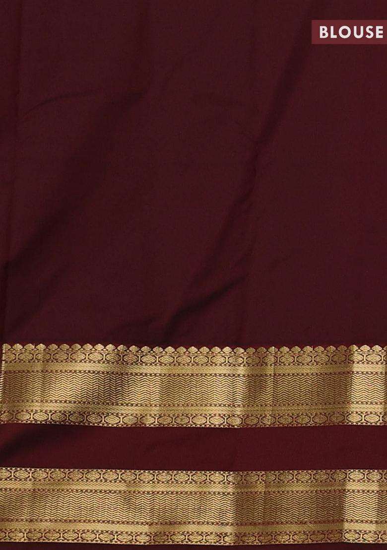Beige Maroon Bangalori Silk Buttas Saree With Buttas And Brocade Design For Women - Indya