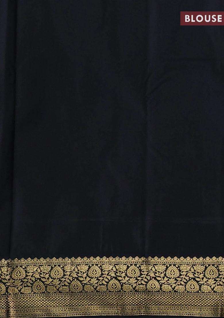 Beige Black Bangalori Silk Buttas Saree With Buttas And Brocade Design For Women - Indya