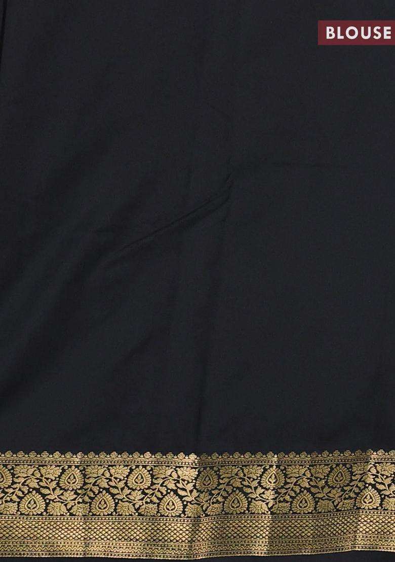 Beige Black Bangalori Silk Buttas Saree With Buttas And Brocade Design For Women - Indya