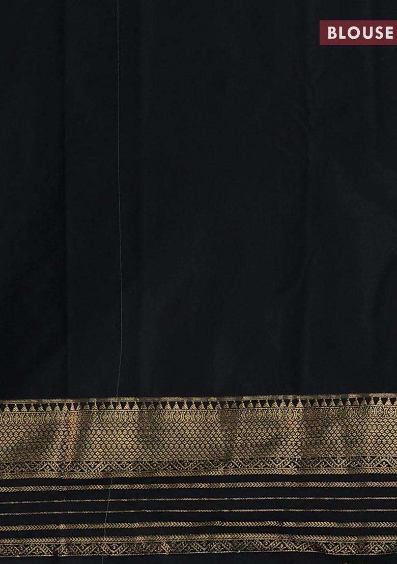 Beige Black Bangalori Silk Buttas Saree With Buttas And Brocade Design For Women - Indya