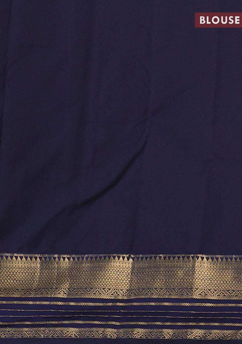 Beige Blue Bangalori Silk Buttas Saree With Buttas And Brocade Design For Women - Indya